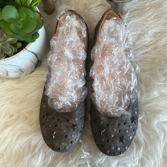 YKX&CO Gray Cloth Studded Round Toe Ballet Flat Size EU 39 - Picture 3 of 13